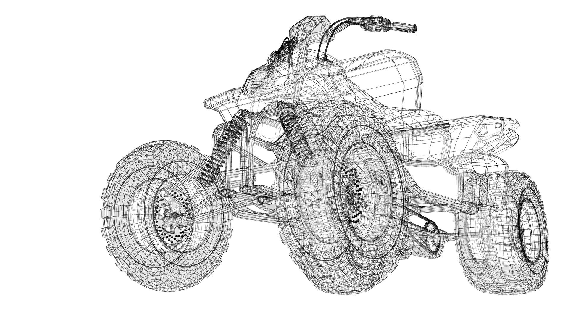 Wireframe illustration of an ATV